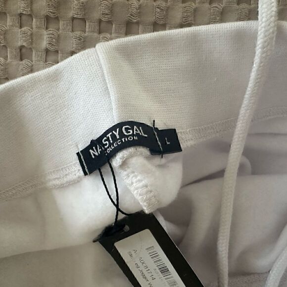 NWT Nasty Gal White Logo Sweats Joggers - L - Picture 7 of 10